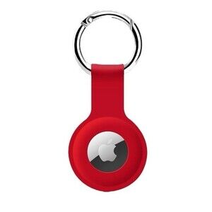 Apple Air Tag Holder Case Cover Red Silicone Sleeve Skin Keychain Ring OrB1